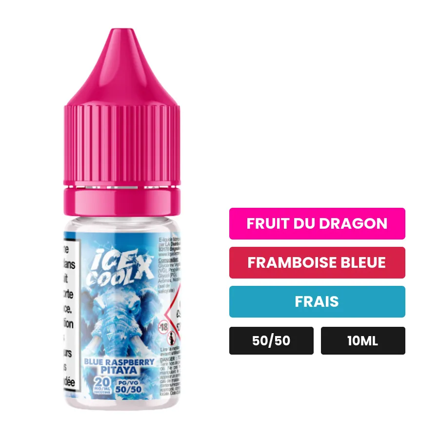 E-liquide Blue Raspberry Pitaya de Liquidarom, 10 ml, saveurs fruit du dragon, framboise bleue et frais, 20 mg de nicotine.