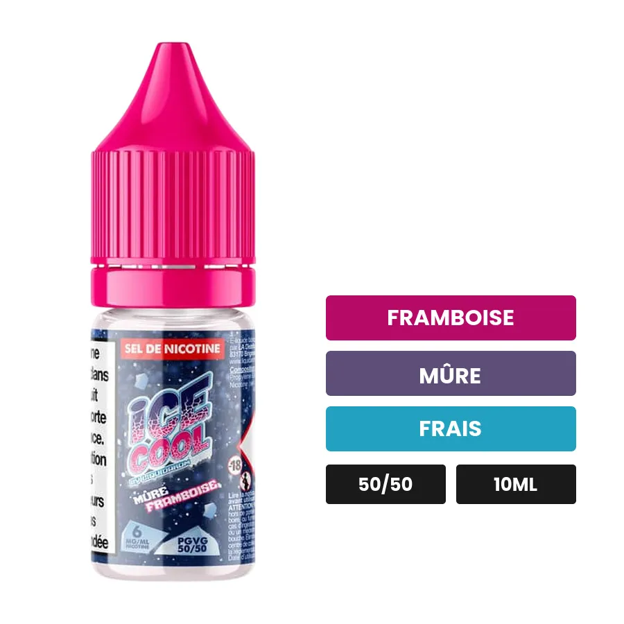E-liquide Mûre Framboise de Liquidarom, 10 ml, saveurs framboise, mûre et frais.