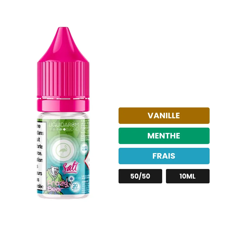 E-liquide Frozy Bear de Liquidarom, 10 ml, saveurs vanille, menthe et frais.