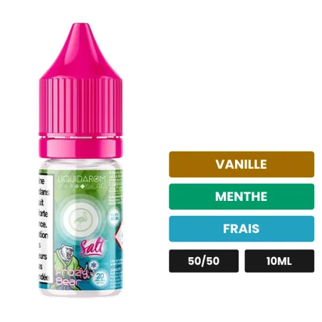 E-liquide Frozy Bear de Liquidarom, 10 ml, saveurs vanille, menthe et frais.