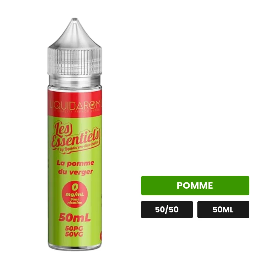 E-liquide La Pomme du Verger de Liquidarom, 50 ml, saveur pomme.