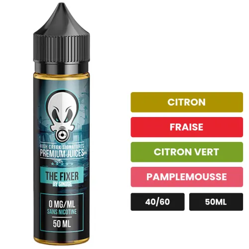 E-liquide The Fixer de Liquidarom, 50 ml, saveurs citron, fraise, citron vert et 3 autres.