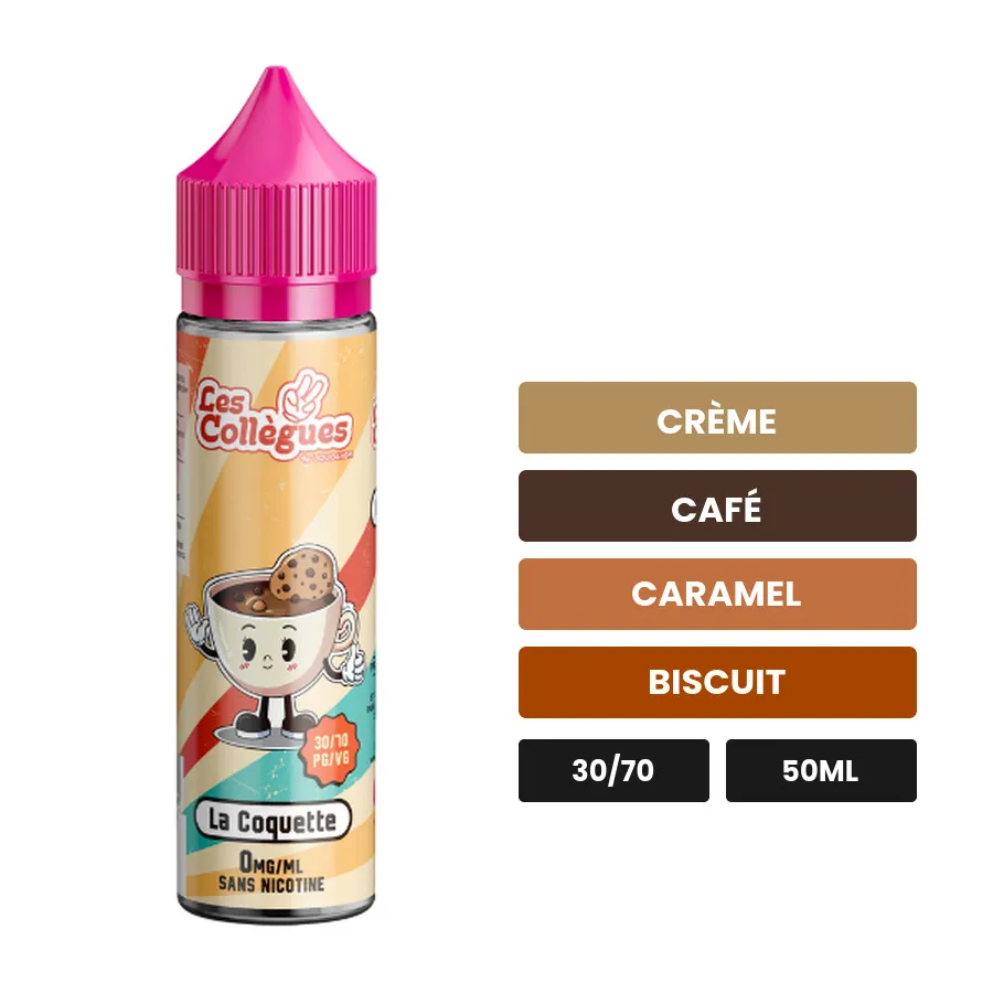 E-liquide La Coquette de Liquidarom, 50 ml, saveurs crème, café, caramel et 1 autre.