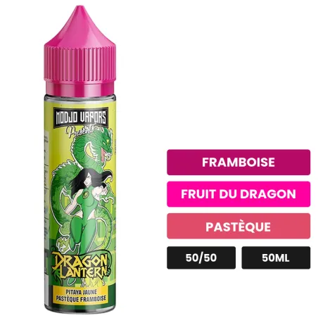 E-liquide Dragon Lantern de Liquidarom, 50 ml, saveurs framboise, fruit du dragon et pastèque.