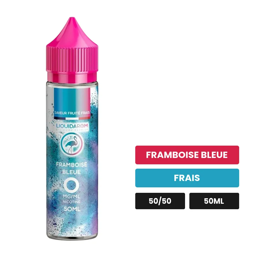 E-liquide Framboise Bleue de Liquidarom, 50 ml, saveurs framboise bleue et frais.