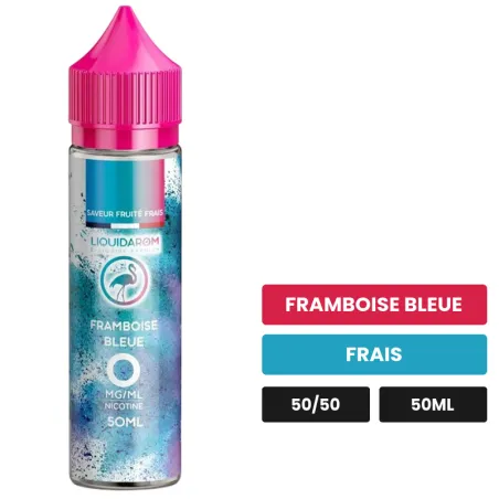 E-liquide Framboise Bleue de Liquidarom, 50 ml, saveurs framboise bleue et frais.