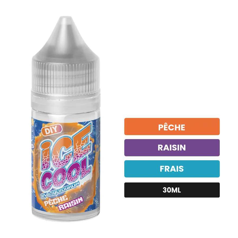 Arome concentre Pêche Raisin de Liquidarom, 30 ml, saveurs pêche, raisin et frais.
