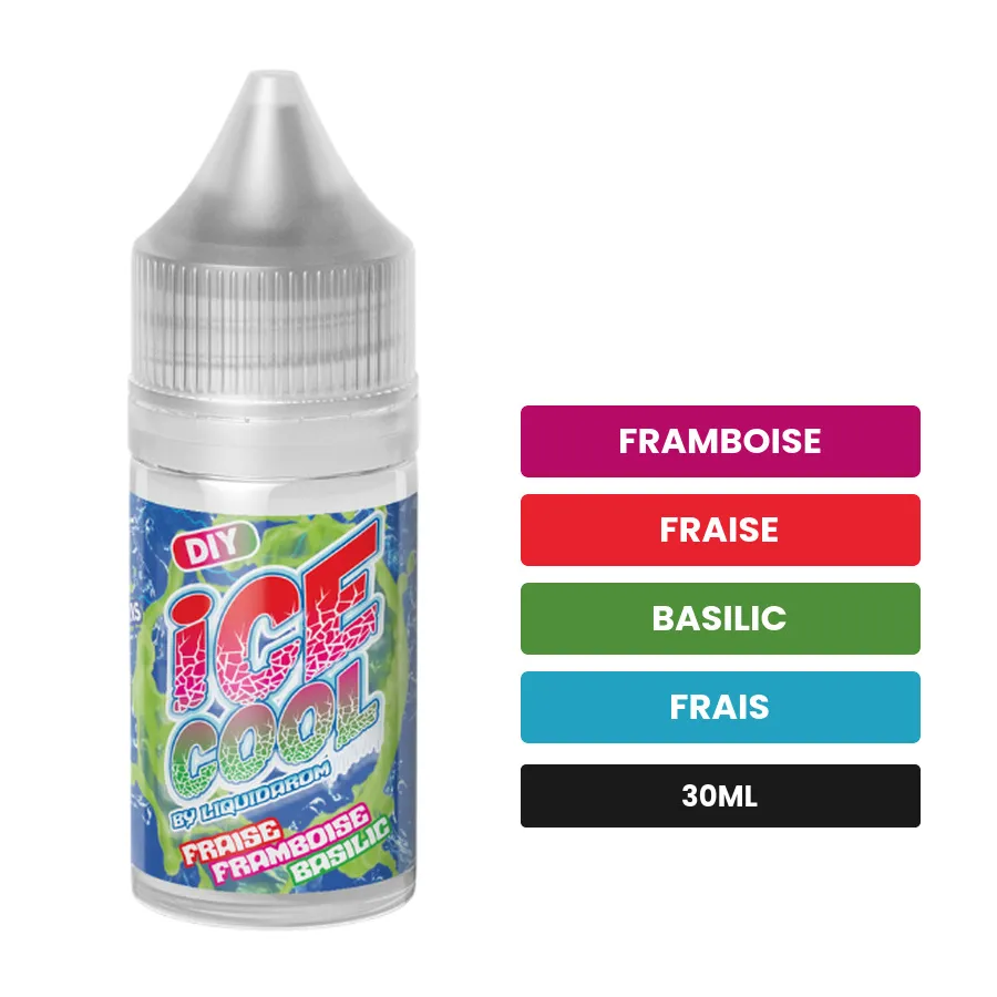 Arome concentre Fraise Framboise Basilic de Liquidarom, 30 ml, saveurs framboise, fraise, basilic et 1 autre.