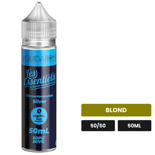 E-liquide L'Incontournable Silver de Liquidarom, 50 ml, saveur blond, sans nicotine — prêt à booster de nicotine.