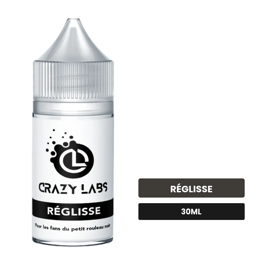 Arome concentre Réglisse de Crazy Labs, 30 ml, saveur réglisse, sans nicotine — arôme à diluer de nicotine.