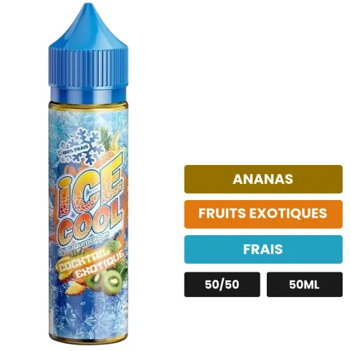 E-liquide Cocktail Exotique de Liquidarom, 50 ml, saveurs ananas, fruits exotiques et frais, sans nicotine — prêt à booster.