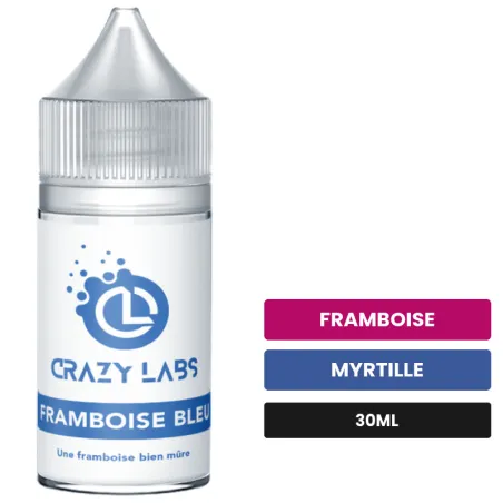 Arome concentre Framboise Bleue de Crazy Labs, 30 ml, saveurs framboise et myrtille, sans nicotine — arôme à diluer de.