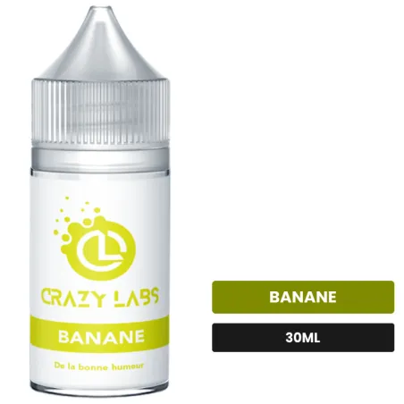 Arome concentre Banane de Crazy Labs, 30 ml, saveur banane, sans nicotine — arôme à diluer de nicotine.