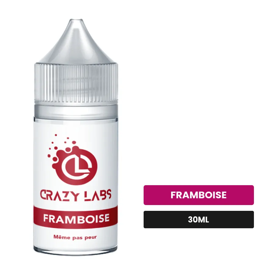 Arome concentre Framboise de Crazy Labs, 30 ml, saveur framboise, sans nicotine — arôme à diluer de nicotine.