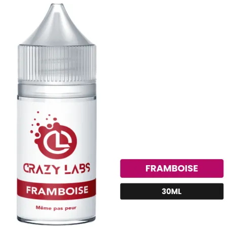 Arome concentre Framboise de Crazy Labs, 30 ml, saveur framboise, sans nicotine — arôme à diluer de nicotine.