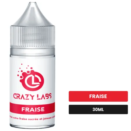 Arome concentre Fraise de Crazy Labs, 30 ml, saveur fraise, sans nicotine — arôme à diluer de nicotine.