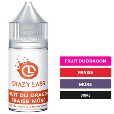 Arome concentre Fruit du Dragon Fraise Mûre de Crazy Labs, 30 ml, saveurs fruit du dragon, fraise et mûre, sans nicotine —.