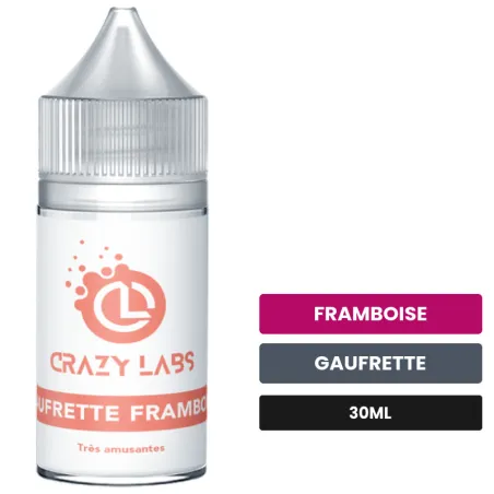 Arome concentre Gaufrette Framboise de Crazy Labs, 30 ml, saveurs framboise et gaufrette, sans nicotine — arôme à diluer de.