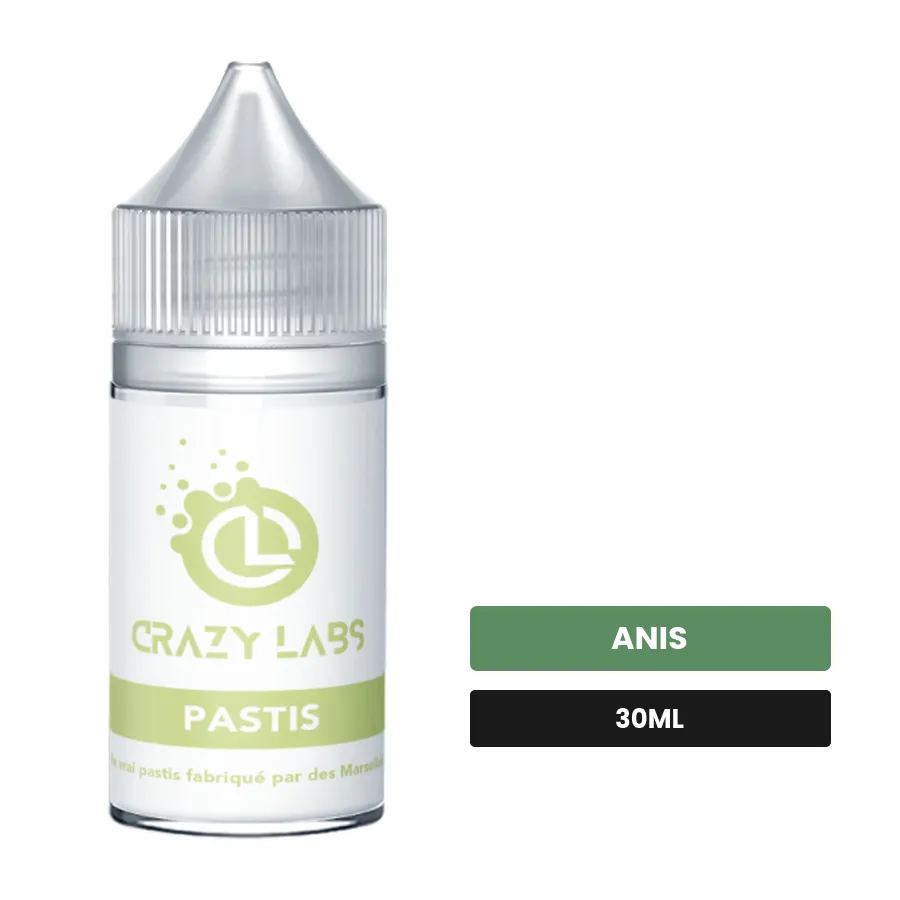Arome concentre Pastis de Crazy Labs, 30 ml, saveur anis, sans nicotine — arôme à diluer de nicotine.