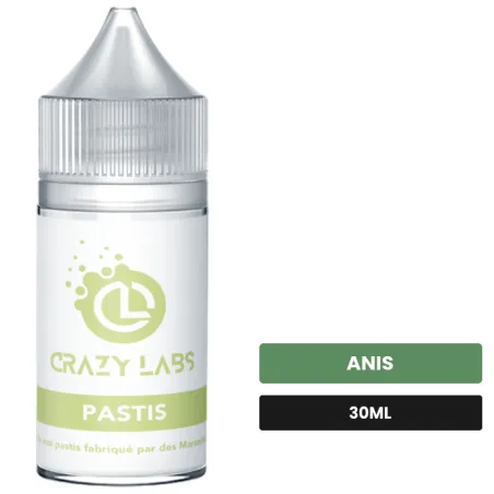 Arome concentre Pastis de Crazy Labs, 30 ml, saveur anis, sans nicotine — arôme à diluer de nicotine.