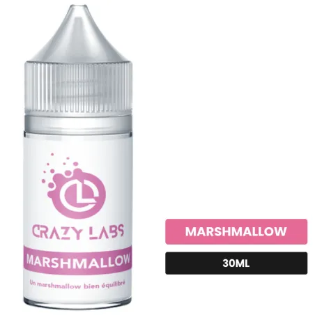 Arome concentre Marshmallow de Crazy Labs, 30 ml, saveur marshmallow, sans nicotine — arôme à diluer de nicotine.