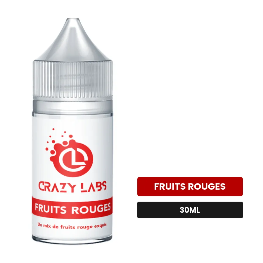 Arome concentre Fruits Rouges de Crazy Labs, 30 ml, saveur fruits rouges, sans nicotine — arôme à diluer de nicotine.