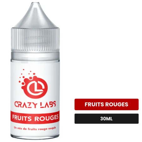 Arome concentre Fruits Rouges de Crazy Labs, 30 ml, saveur fruits rouges, sans nicotine — arôme à diluer de nicotine.