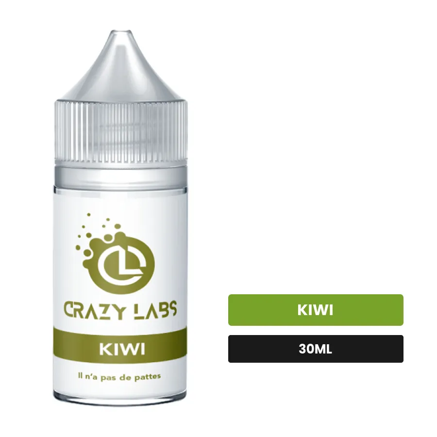 Arome concentre Kiwi de Crazy Labs, 30 ml, saveur kiwi, sans nicotine — arôme à diluer de nicotine.