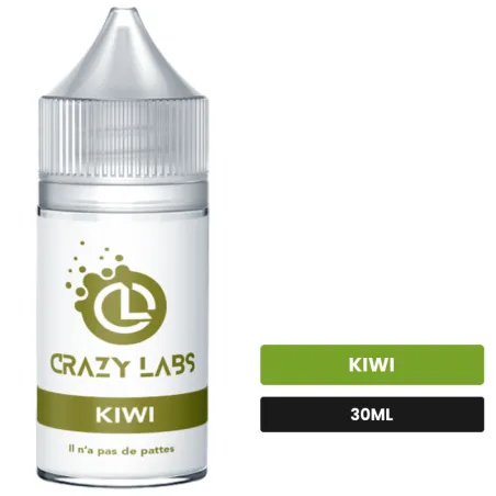 Arome concentre Kiwi de Crazy Labs, 30 ml, saveur kiwi, sans nicotine — arôme à diluer de nicotine.
