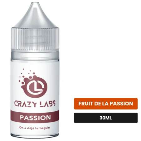 Arome concentre Passion de Crazy Labs, 30 ml, saveur fruit de la passion, sans nicotine — arôme à diluer de nicotine.
