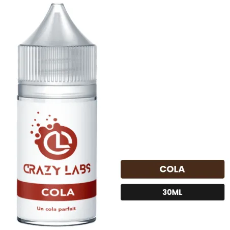 Arome concentre Cola de Crazy Labs, 30 ml, saveur cola, sans nicotine — arôme à diluer de nicotine.