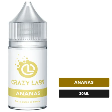 Arome concentre Ananas de Crazy Labs, 30 ml, saveur ananas, sans nicotine — arôme à diluer de nicotine.