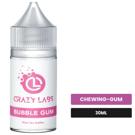 Arome concentre Bubble Gum de Crazy Labs, 30 ml, saveur chewing-gum, sans nicotine — arôme à diluer de nicotine.