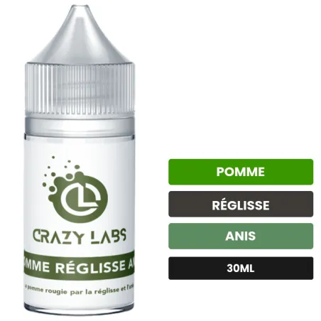 Arome concentre Pomme Réglisse Anis de Crazy Labs, 30 ml, saveurs pomme, réglisse et anis, sans nicotine — arôme à diluer de.