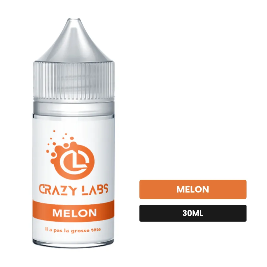 Arome concentre Melon de Crazy Labs, 30 ml, saveur melon, sans nicotine — arôme à diluer de nicotine.