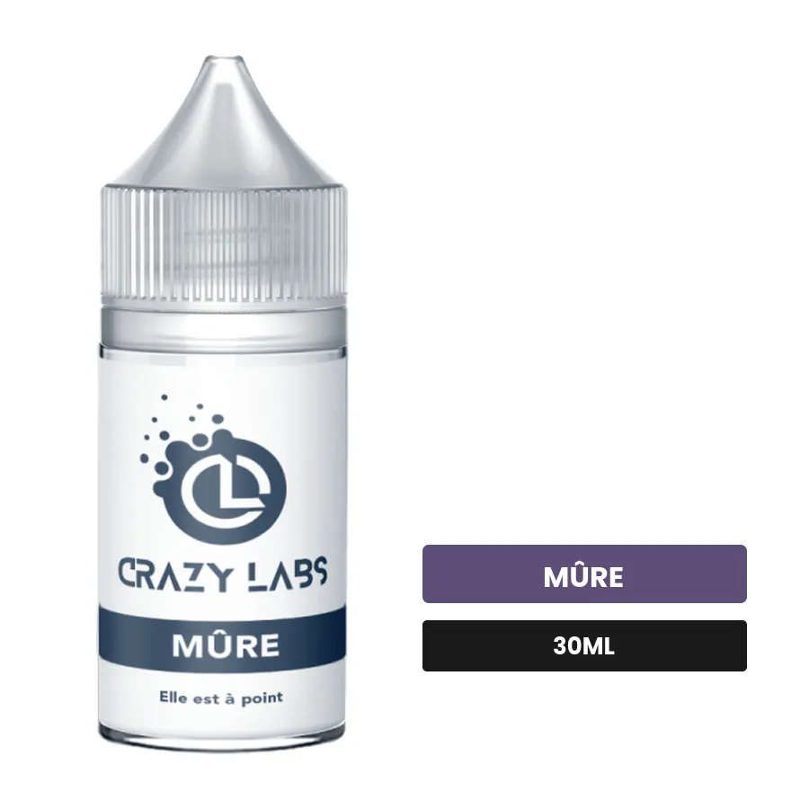 Arome concentre Mûre de Crazy Labs, 30 ml, saveur mûre, sans nicotine — arôme à diluer de nicotine.
