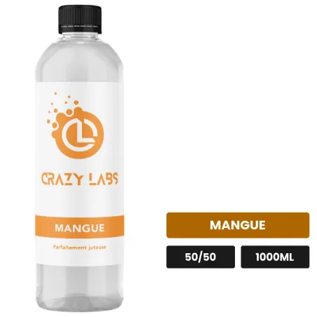 E-liquide Mangue de Crazy Labs, 1000 ml, saveur mangue, sans nicotine de nicotine.