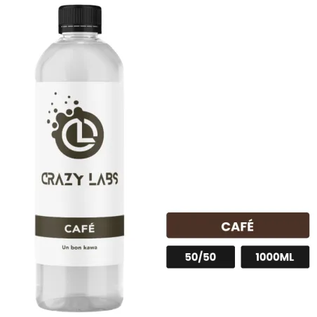 E-liquide Café de Crazy Labs, 1000 ml, saveur café, sans nicotine de nicotine.