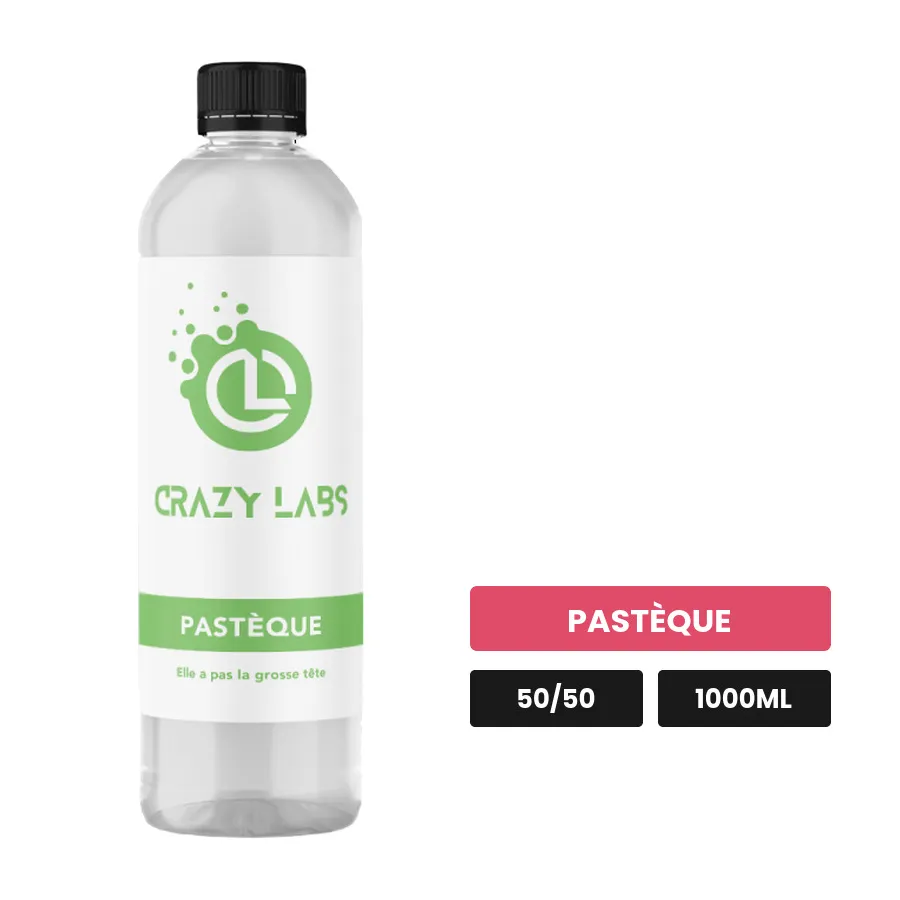 E-liquide Pastèque de Crazy Labs, 1000 ml, saveur pastèque, sans nicotine de nicotine.