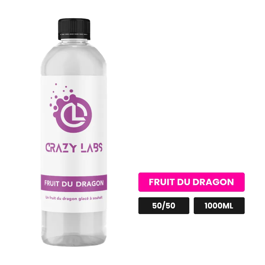 E-liquide Fruit du Dragon de Crazy Labs, 1000 ml, saveur fruit du dragon, sans nicotine de nicotine.