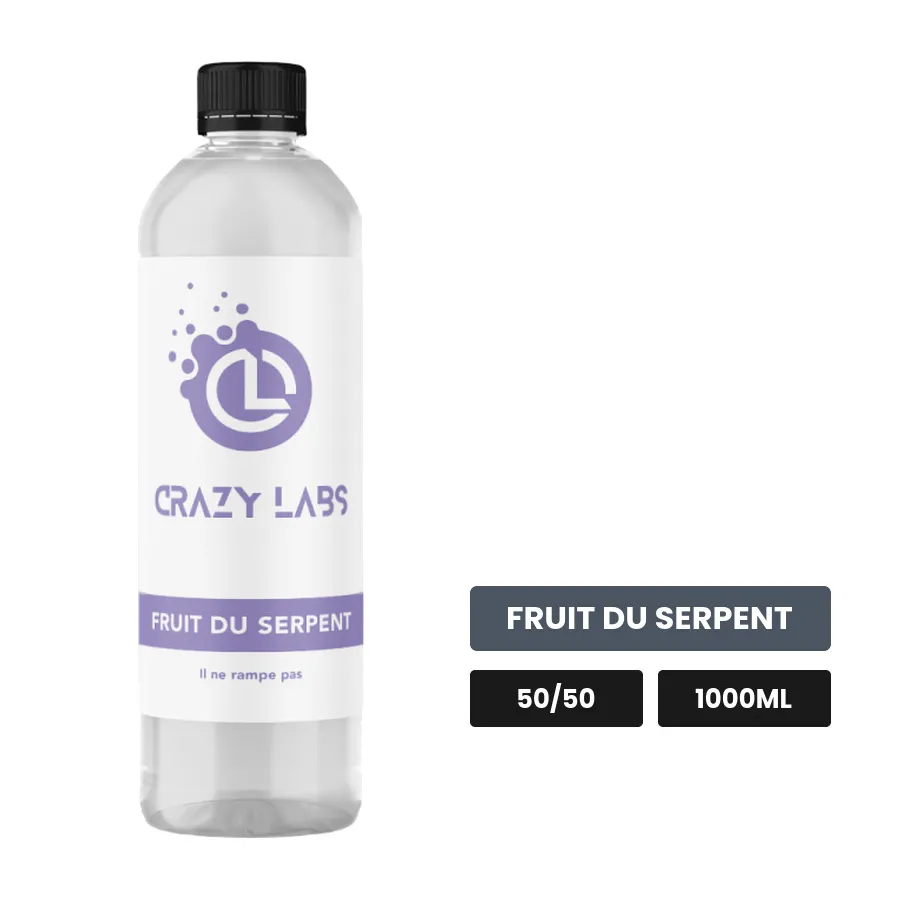 E-liquide Fruit du Serpent de Crazy Labs, 1000 ml, saveur fruit du serpent, sans nicotine de nicotine.