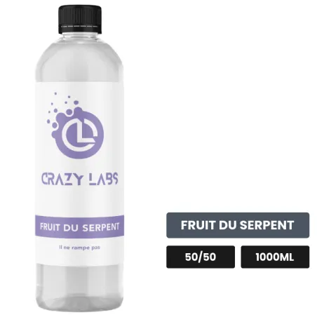E-liquide Fruit du Serpent de Crazy Labs, 1000 ml, saveur fruit du serpent, sans nicotine de nicotine.