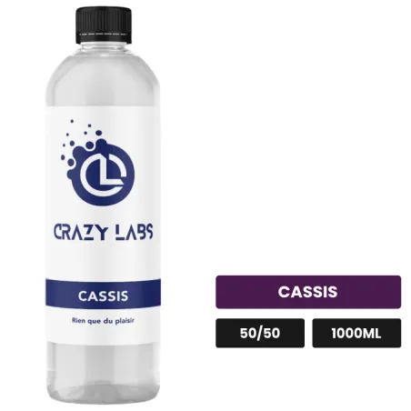 E-liquide Cassis de Crazy Labs, 1000 ml, saveur cassis, sans nicotine de nicotine.