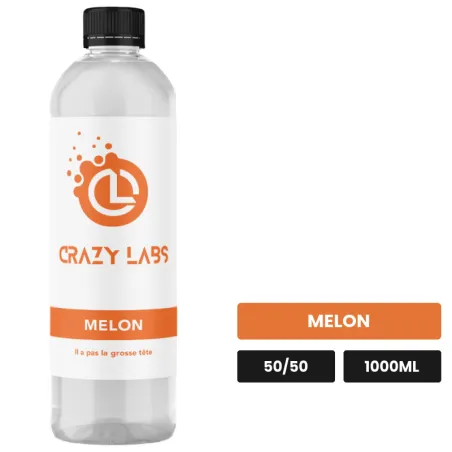 E-liquide Melon de Crazy Labs, 1000 ml, saveur melon, sans nicotine de nicotine.
