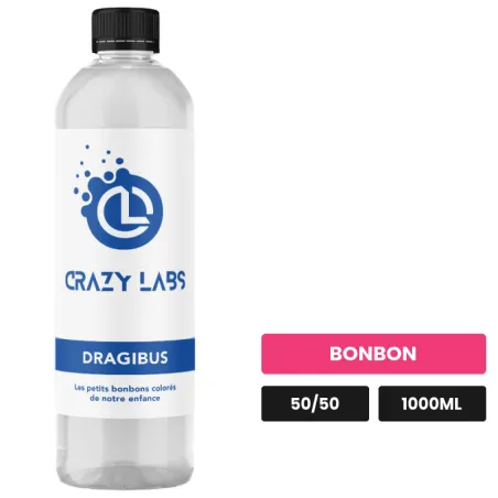 E-liquide Dragibus de Crazy Labs, 1000 ml, saveur bonbon, sans nicotine de nicotine.