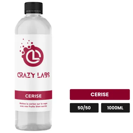 E-liquide Cerise de Crazy Labs, 1000 ml, saveur cerise, sans nicotine de nicotine.