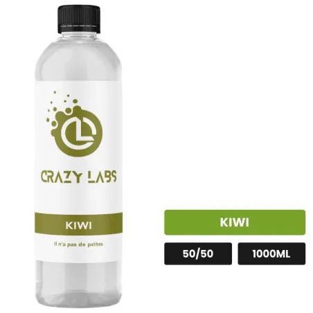 E-liquide Kiwi de Crazy Labs, 1000 ml, saveur kiwi, sans nicotine de nicotine.