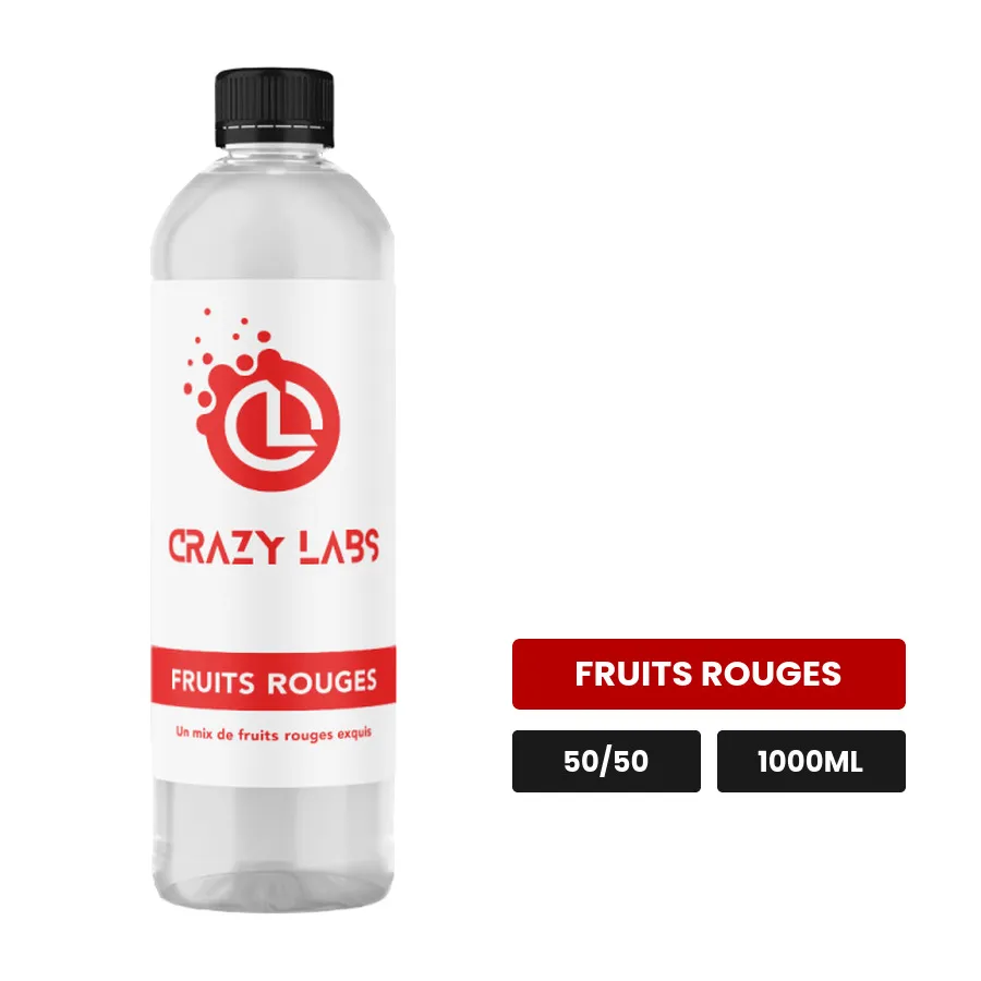 E-liquide Fruits Rouges de Crazy Labs, 1000 ml, saveur fruits rouges, sans nicotine de nicotine.