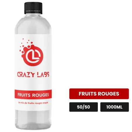 E-liquide Fruits Rouges de Crazy Labs, 1000 ml, saveur fruits rouges, sans nicotine de nicotine.