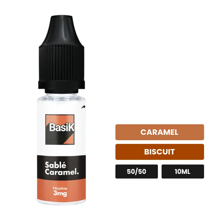 E-liquide Sablé Caramel de Cloud Vapor, 10 ml, saveurs caramel et biscuit.